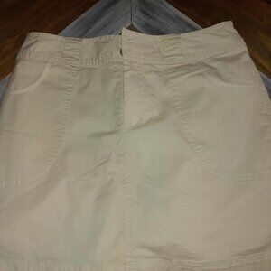 Women’s White Denim Skorts Double Button & Zip Front 5 Pocket Casual
